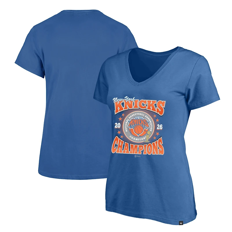 Women's '47 Blue New York Knicks 2026 NBA Finals Champions Plus V-Neck T-Shirt