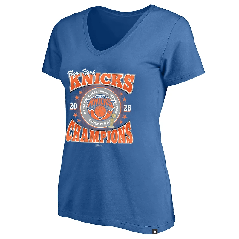 T-shirt col V grande taille New York Knicks '47 bleu, champions NBA 2026