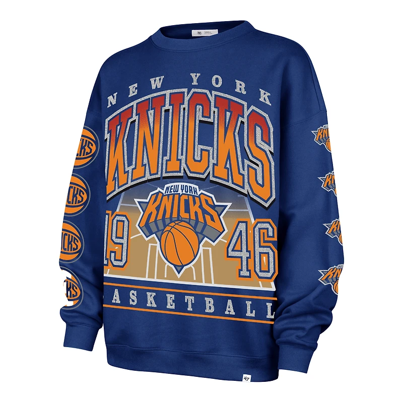 Women's '47 Blue New York Knicks Go Big Oversized Sweatshirt