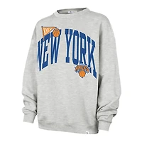 Sweat-shirt oversize à logo arqué gris New York Knicks pour femme, modèle 47