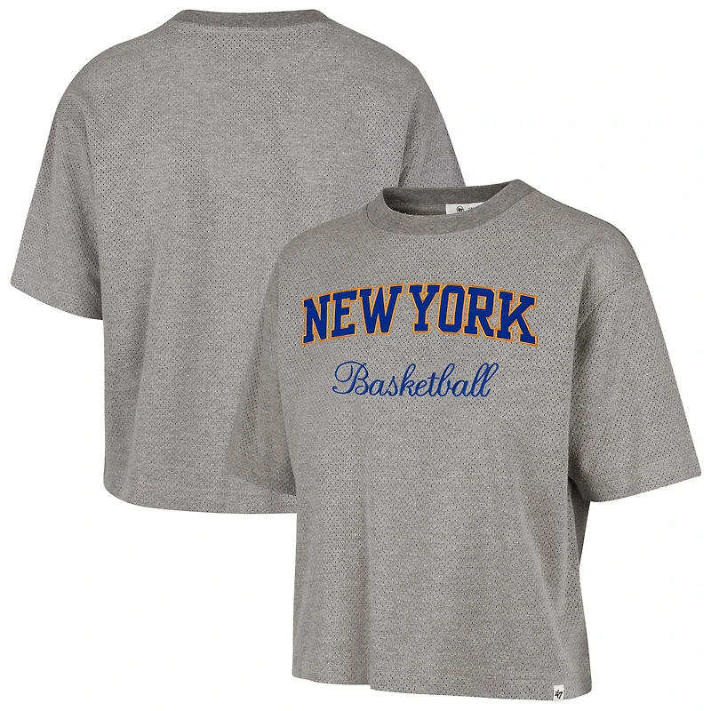 T-shirt court gris Pivot Drop Needle pour femme '47 des New York Knicks