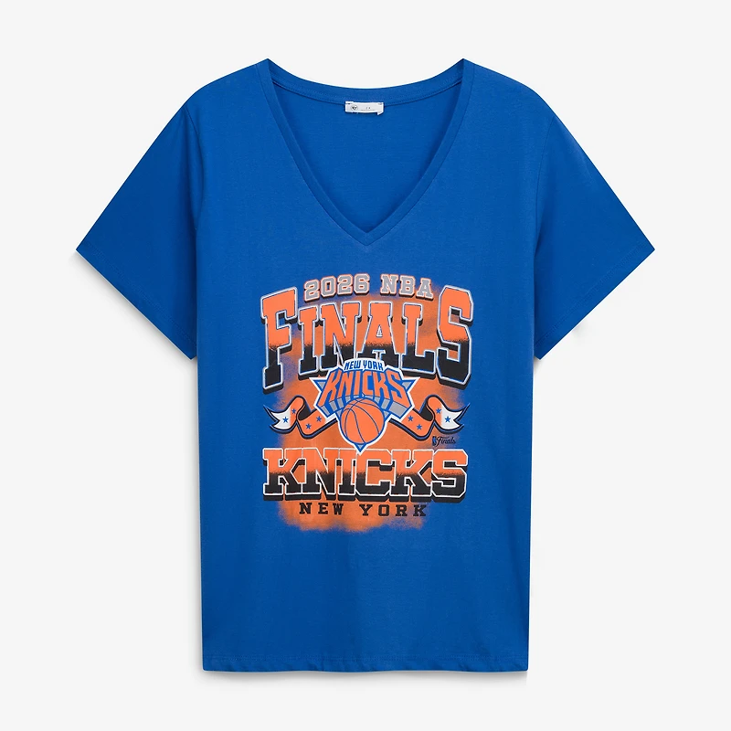 Women's '47 Royal New York Knicks 2026 NBA Finals Plus V-Neck T-Shirt