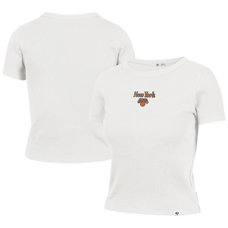 Women's '47 Sand New York Knicks Straight Cut Baby Rib T-Shirt