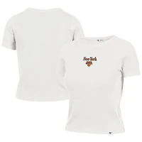 Women's '47 Sand New York Knicks Straight Cut Baby Rib T-Shirt