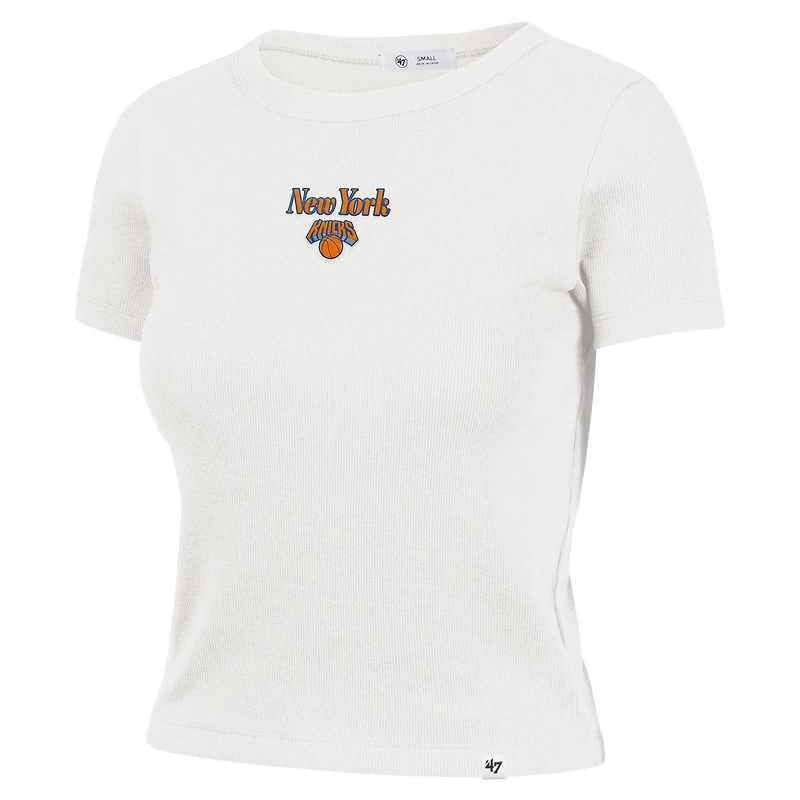 Women's '47 Sand New York Knicks Straight Cut Baby Rib T-Shirt