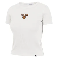 Women's '47 Sand New York Knicks Straight Cut Baby Rib T-Shirt