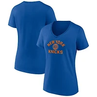 T-shirt bleu à col en V pour femme New York Knicks Overtime