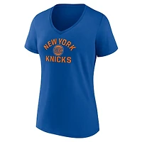 Women's  Blue New York Knicks Overtime V-Neck T-Shirt