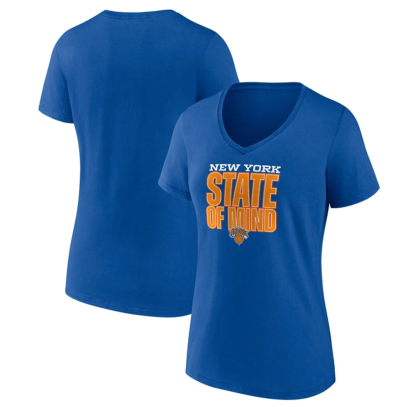 Women's Blue New York Knicks Pick and Roll Coverage V-Neck T-Shirt