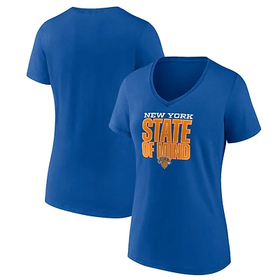 Women's Blue New York Knicks Pick and Roll Coverage V-Neck T-Shirt
