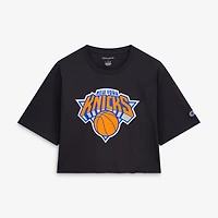 Women's Champion  Black New York Knicks Cropped Boyfriend T-Shirt