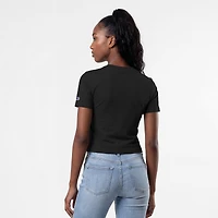 Women's Champion Black New York Knicks Soft Touch Fitted Cropped T-Shirt