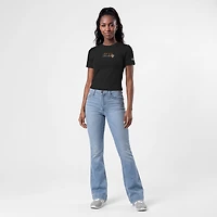 Women's Champion Black New York Knicks Soft Touch Fitted Cropped T-Shirt