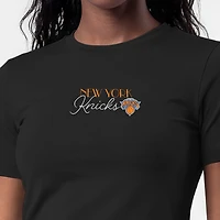 Women's Champion Black New York Knicks Soft Touch Fitted Cropped T-Shirt