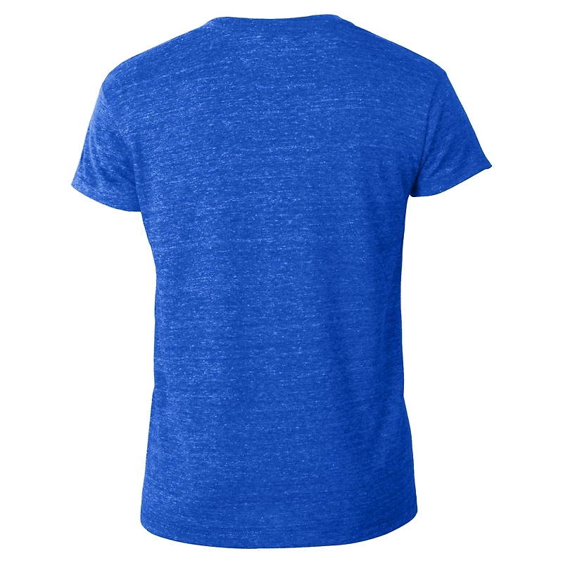 T-shirt à col en V Champion bleu New York Knicks pour femme, mélange de trois matières.