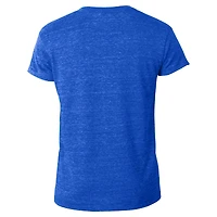 T-shirt à col en V Champion bleu New York Knicks pour femme, mélange de trois matières.