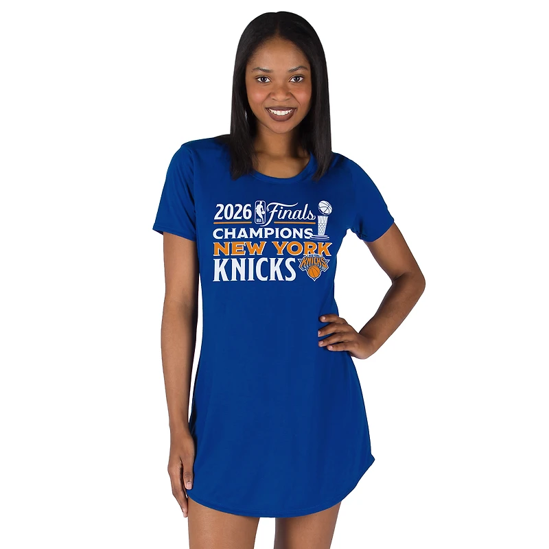Women's Concepts Sport Blue New York Knicks 2026 NBA Finals Champions Marathon Knit Nightshirt