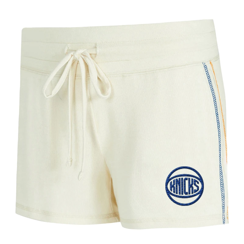 Ensemble haut à manches longues et short en tricot kaki Hacci pour femme Concepts Sport Cream des New York Knicks