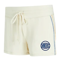 Ensemble haut à manches longues et short en tricot kaki Hacci pour femme Concepts Sport Cream des New York Knicks