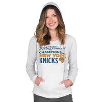 Women's Concepts Sport Oatmeal New York Knicks 2026 NBA Finals Champions Mainstream French Terry Tri-Blend V-Neck Hoodie