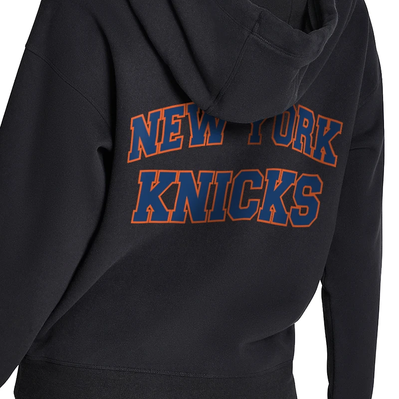 Women's DKNY Black New York Knicks Metallic Bubble Logo Full-Zip Hoodie