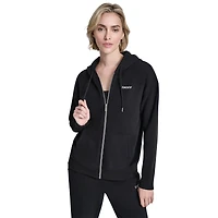 Women's DKNY  Black New York Knicks Metallic Bubble Logo Full-Zip Hoodie