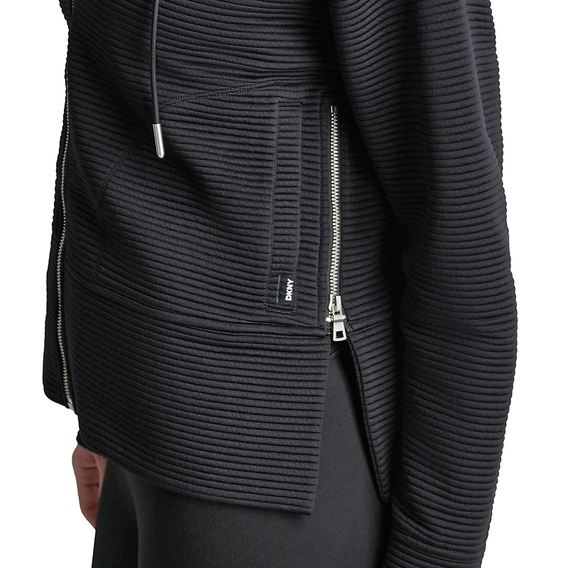 Sweat à capuche zippé DKNY noir New York Knicks Tech Ottoman pour femme
