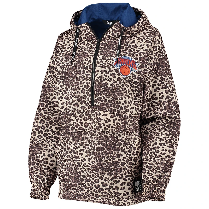 G-III Sports by Carl Banks Leopard New York Knicks Gabriella Windbreaker Half-Zip Hoodie