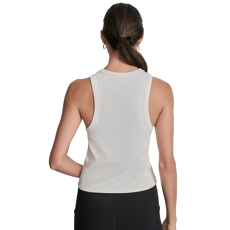 Women's DKNY White New York Knicks Hudson Rib High Neck Tank Top
