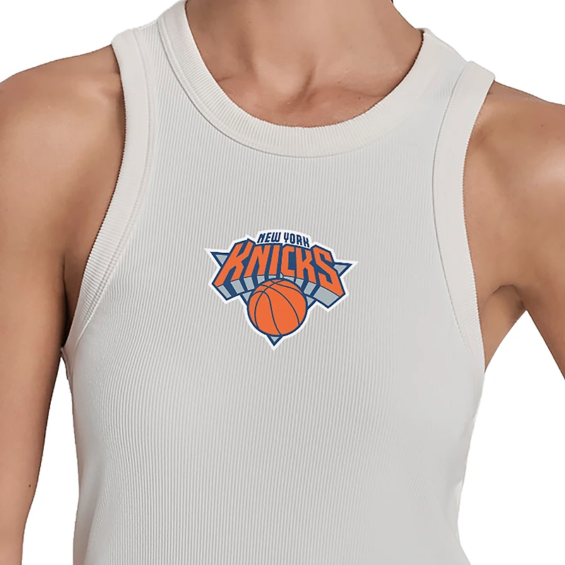 Women's DKNY White New York Knicks Hudson Rib High Neck Tank Top
