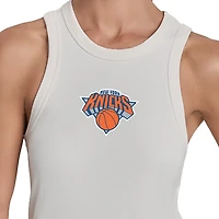 Women's DKNY  White New York Knicks Hudson Rib High Neck Tank Top