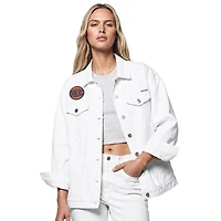 Women's DKNY  White New York Knicks Oversized Denim Trucker Jacket
