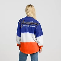 Women's Fanatics Blue/Orange New York Knicks 2026 NBA Finals Champions Ombre Long Sleeve T-Shirt