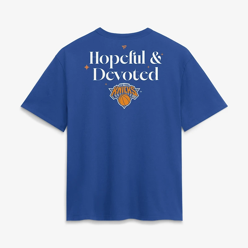 Women's Fanatics Blue New York Knicks Hopeful & Devoted Legacy Cotton T-Shirt