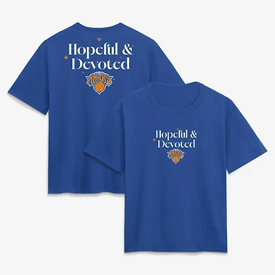 Women's Fanatics Blue New York Knicks Hopeful & Devoted Legacy Cotton T-Shirt
