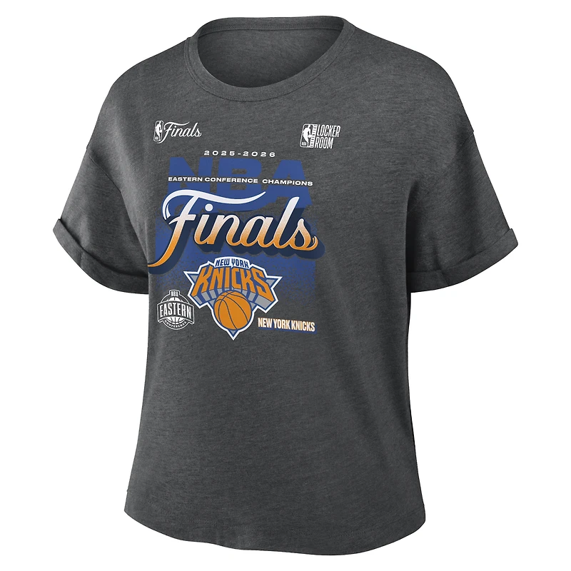 Women's Fanatics Charcoal New York Knicks 2026 NBA Eastern Conference Champions Locker Room Tri-Blend T-Shirt