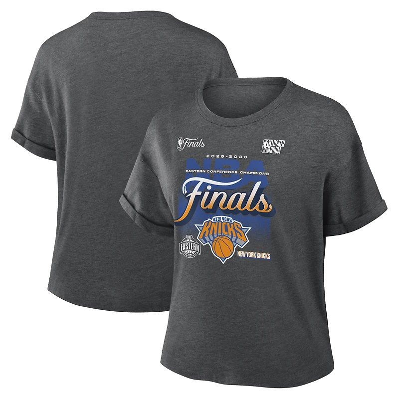 Women's Fanatics Charcoal New York Knicks 2026 NBA Eastern Conference Champions Locker Room Tri-Blend T-Shirt