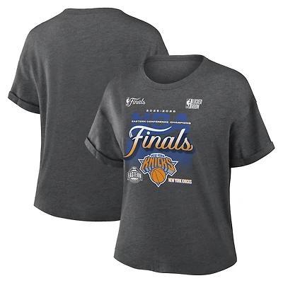 Women's Fanatics Charcoal New York Knicks 2026 NBA Eastern Conference Champions Locker Room Tri-Blend T-Shirt
