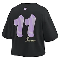 Women's Fanatics Jalen Brunson Black New York Knicks Name & Number Cropped Top