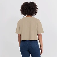 Women's Fanatics Khaki New York Knicks Elements Super Soft Boxy Cropped T-Shirt