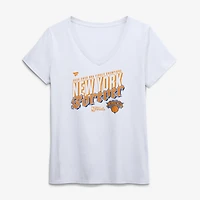 Women's Fanatics White New York Knicks 2026 NBA Finals Champions Hometown V-Neck T-Shirt