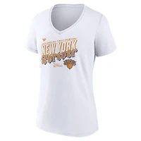 Women's Fanatics White New York Knicks 2026 NBA Finals Champions Hometown V-Neck T-Shirt