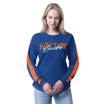 T-shirt à manches longues bleu Advantage Tri-Blend G-III 4Her par Carl Banks pour femme, des New York Knicks