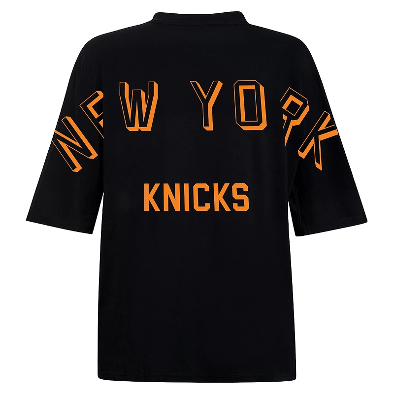 Women's Hype and Vice Black New York Knicks Oversized Football T-Shirt