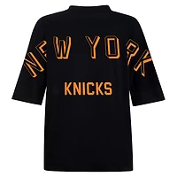 Women's Hype and Vice Black New York Knicks Oversized Football T-Shirt