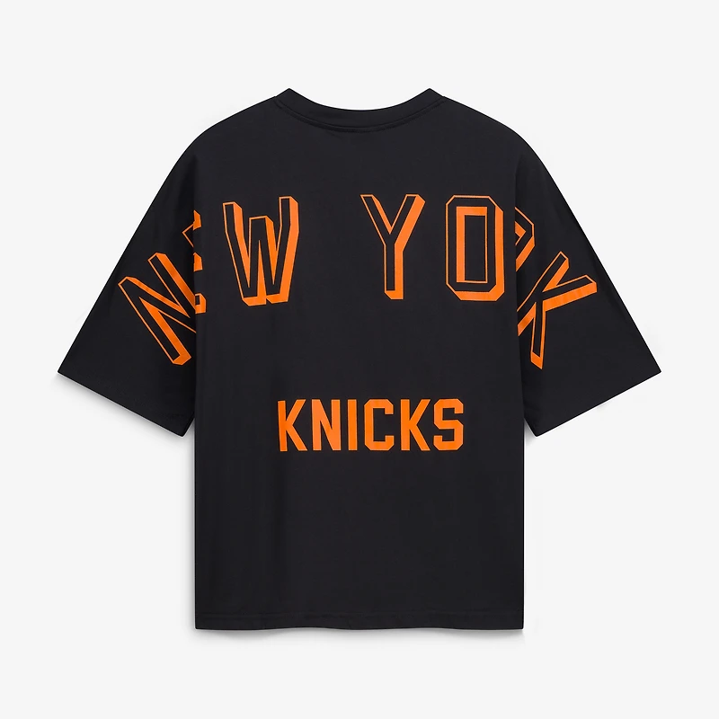 Women's Hype and Vice Black New York Knicks Oversized Football T-Shirt