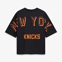 Women's Hype and Vice Black New York Knicks Oversized Football T-Shirt