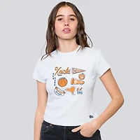 Women's Hype and Vice White New York Knicks Cropped Baby T-Shirt