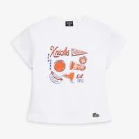 Women's Hype and Vice White New York Knicks Cropped Baby T-Shirt