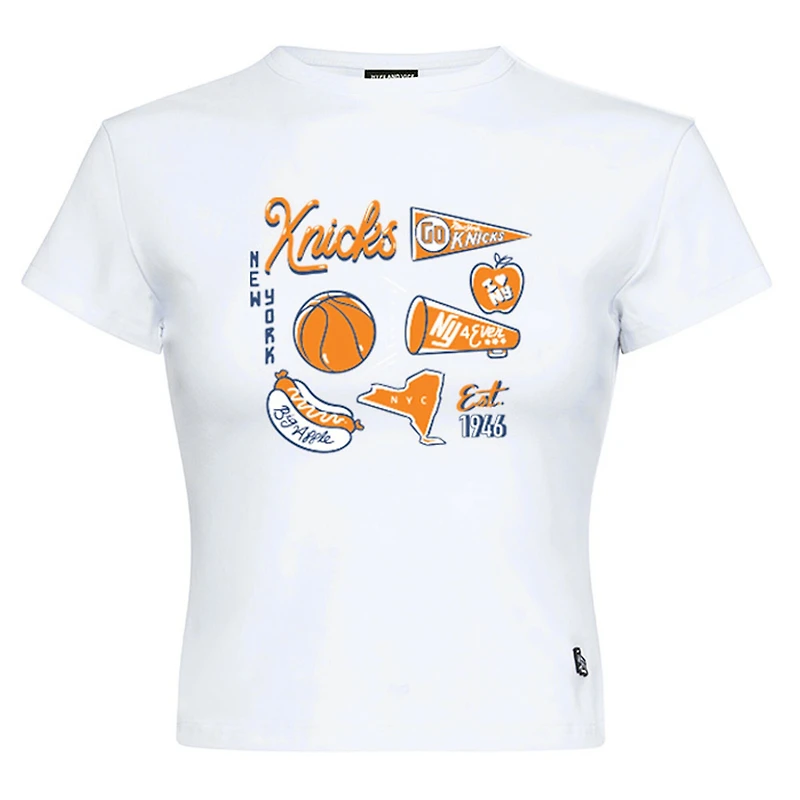 T-shirt court bébé blanc New York Knicks de la marque Hype and Vice pour femmes